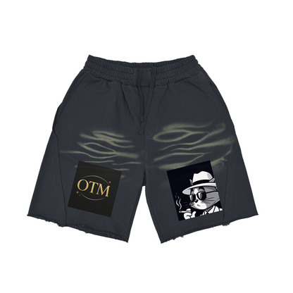 Heavyweight  Vintage Washed  Tiger Stripes Short Pants - 360 GSM