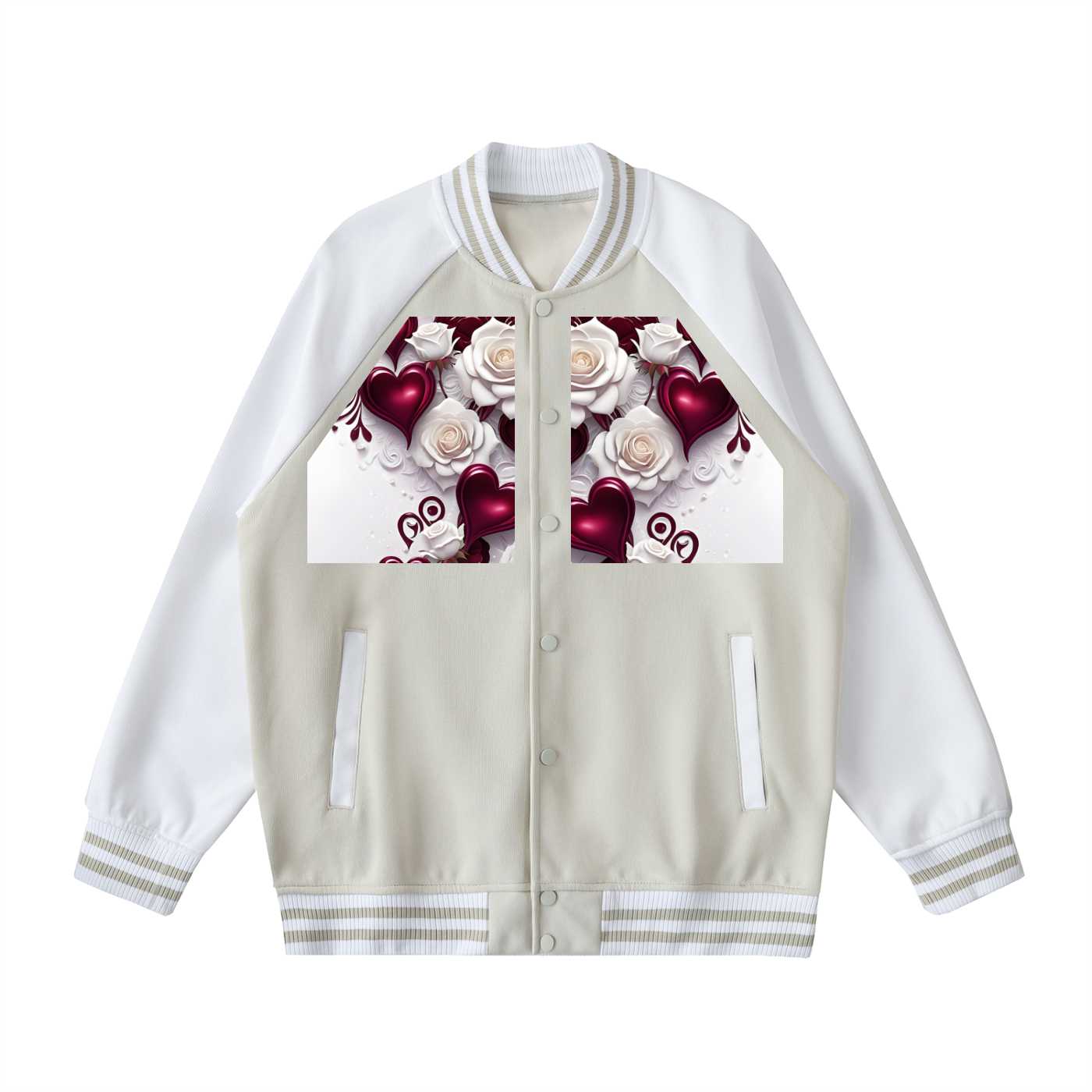 Two Tone Raglan Sleeve Varsity Jacket