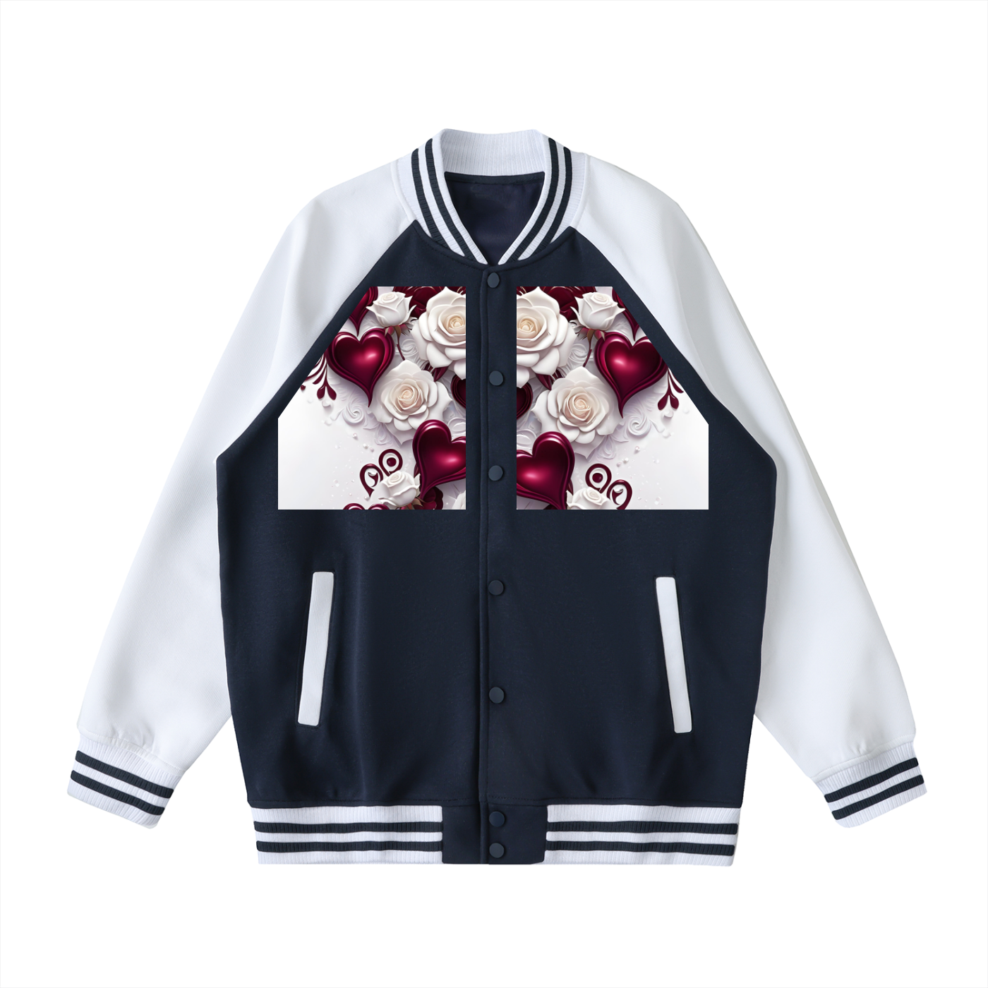 Two Tone Raglan Sleeve Varsity Jacket