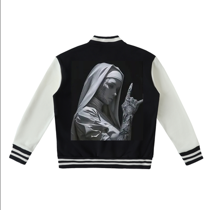 Two-Tone Fleeced Varsity Jacket