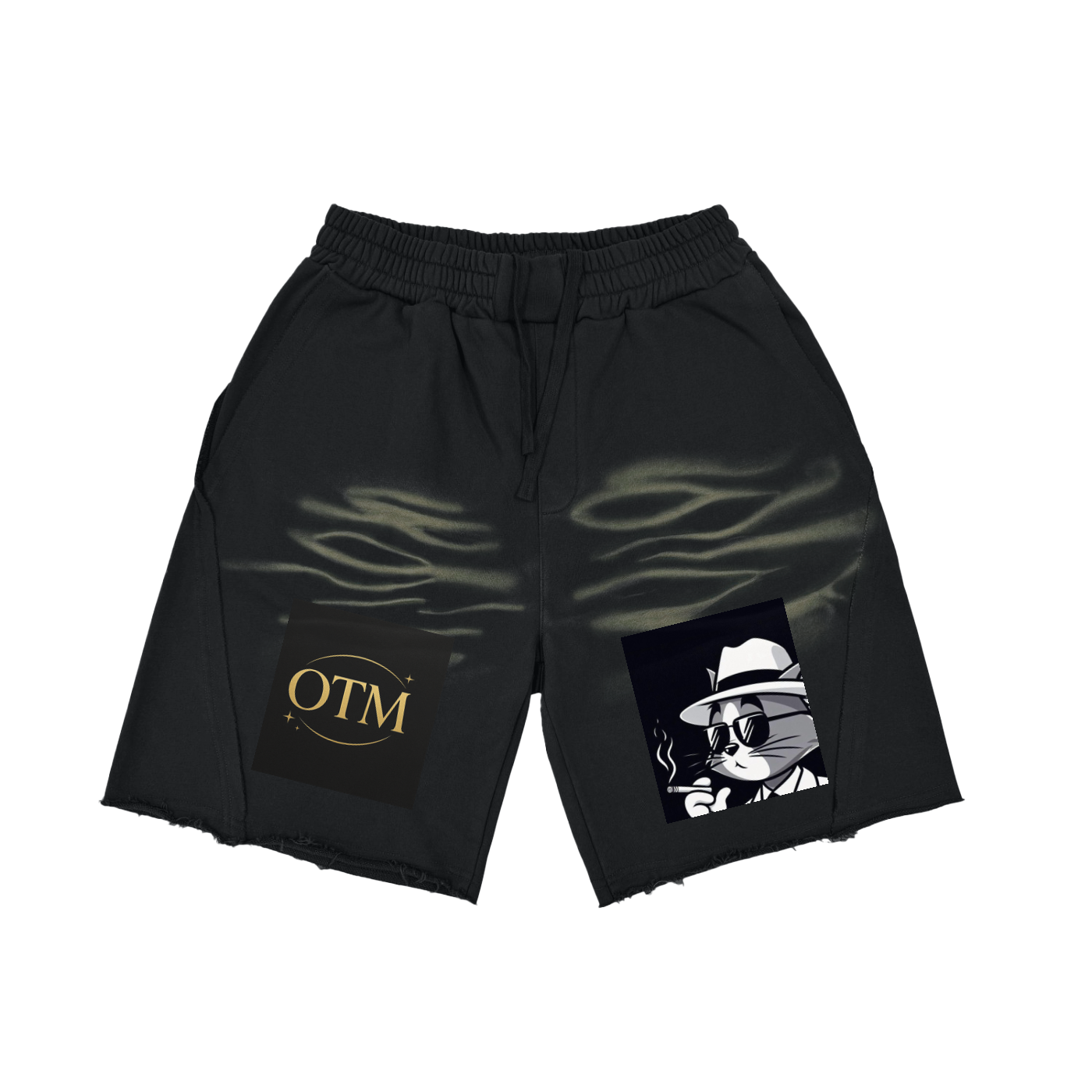 Heavyweight  Vintage Washed  Tiger Stripes Short Pants - 360 GSM
