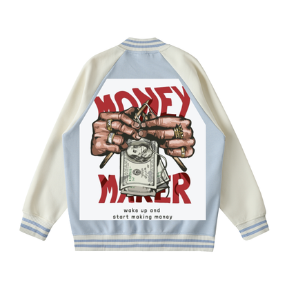 Two Tone Raglan Sleeve Varsity Jacket