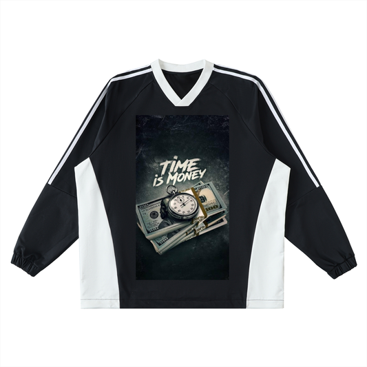 Color-Block V-Neck Long-Sleeve T-Shirt