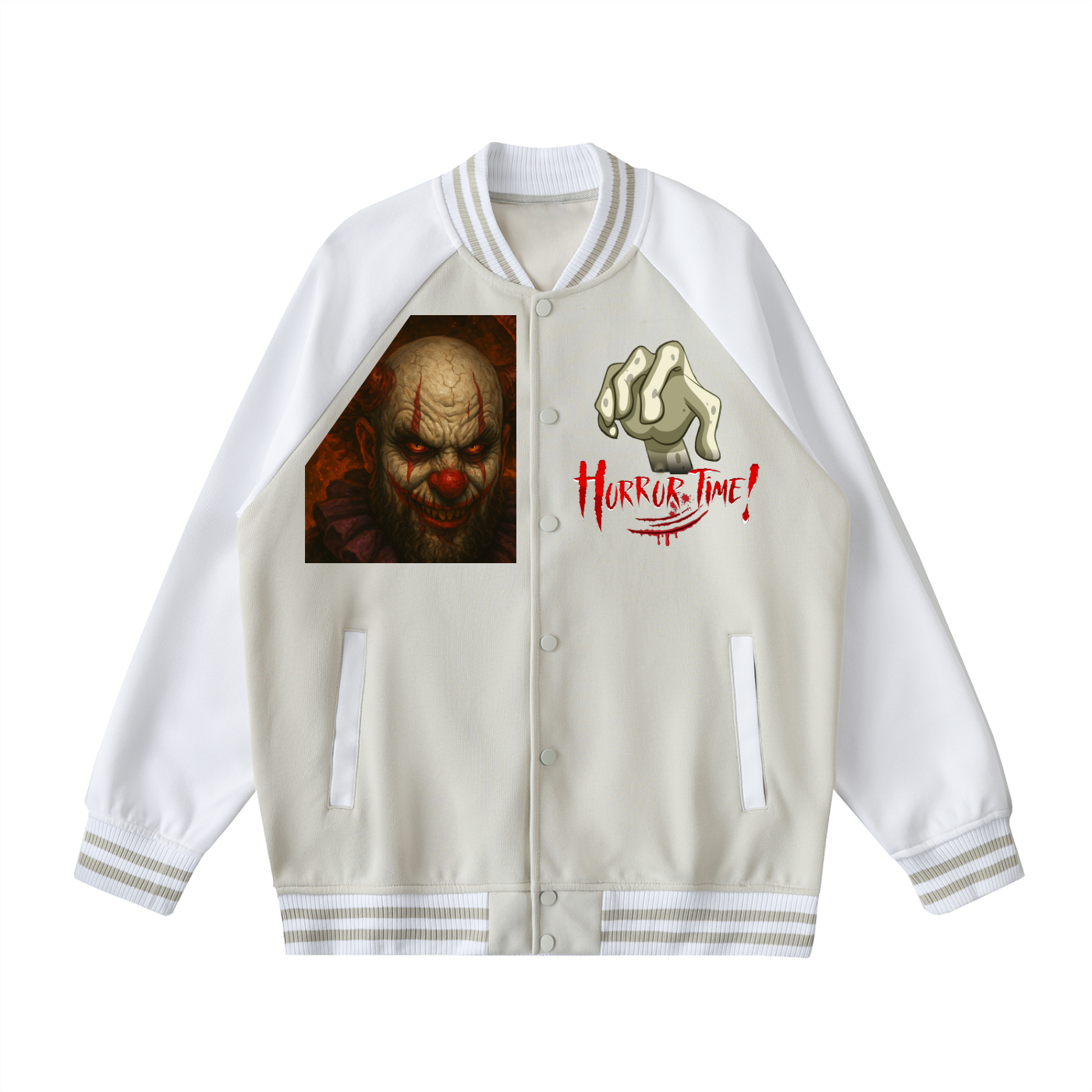 Two Tone Raglan Sleeve Varsity Jacket
