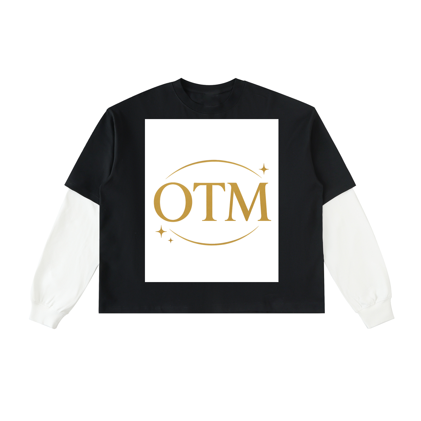 Layered Contrast Sleeve Cotton T-Shirt