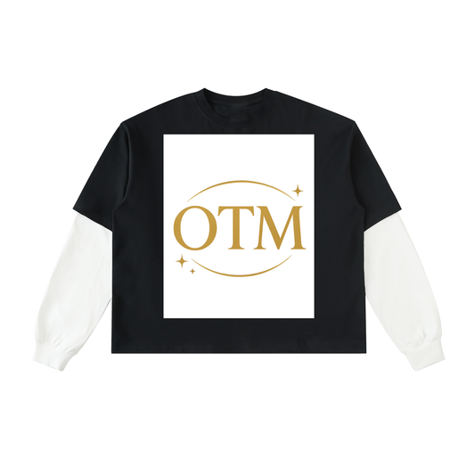 Layered Contrast Sleeve Cotton T-Shirt