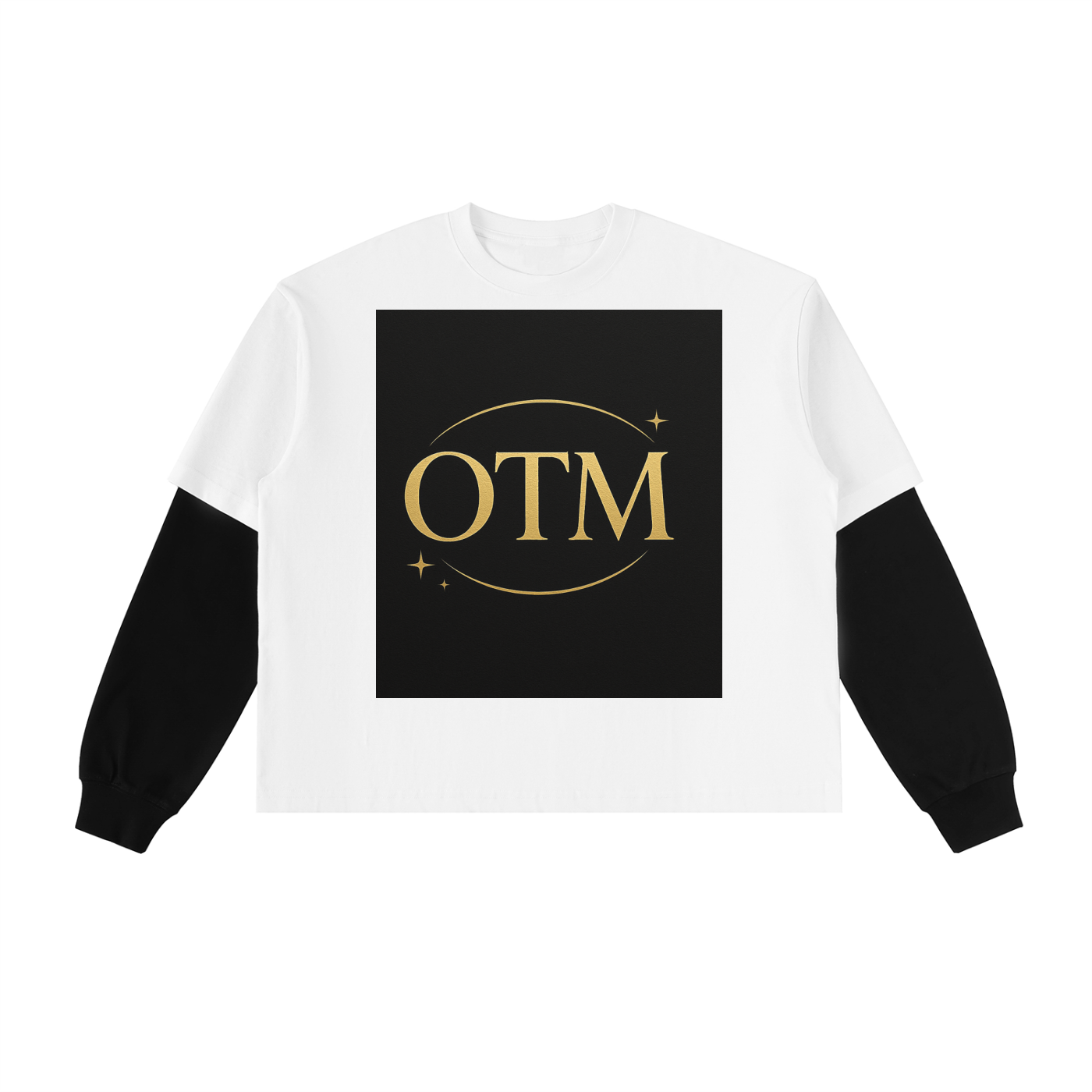 Layered Contrast Sleeve Cotton T-Shirt
