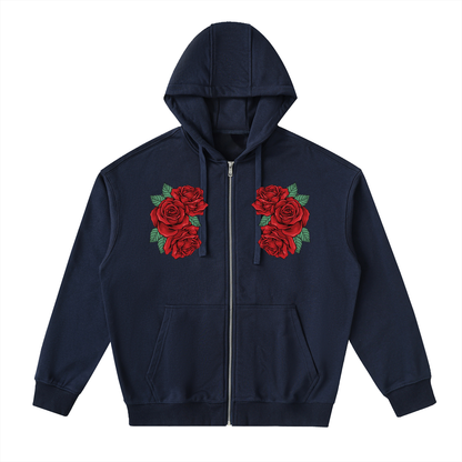Drop-Shoulder Zip Up Hoodie