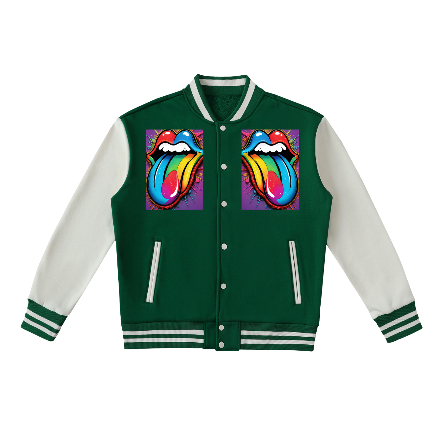 Two-Tone Fleeced Varsity Jacket