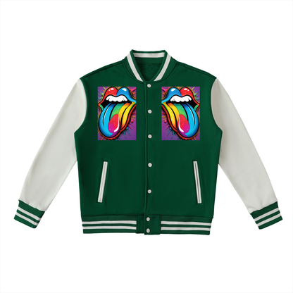 Two-Tone Fleeced Varsity Jacket