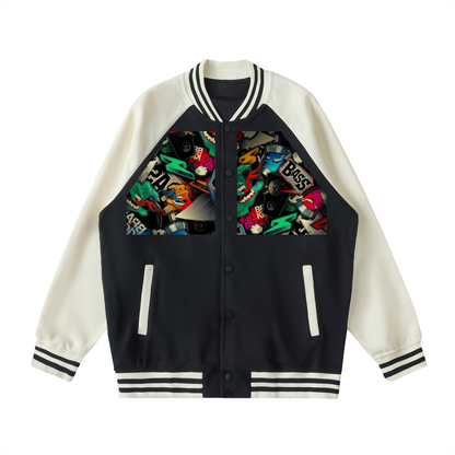 Two Tone Raglan Sleeve Varsity Jacket