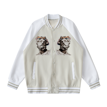 Two Tone Raglan Sleeve Varsity Jacket