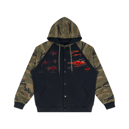 Unisex Camo-Splice Raglan Zip Hoodie
