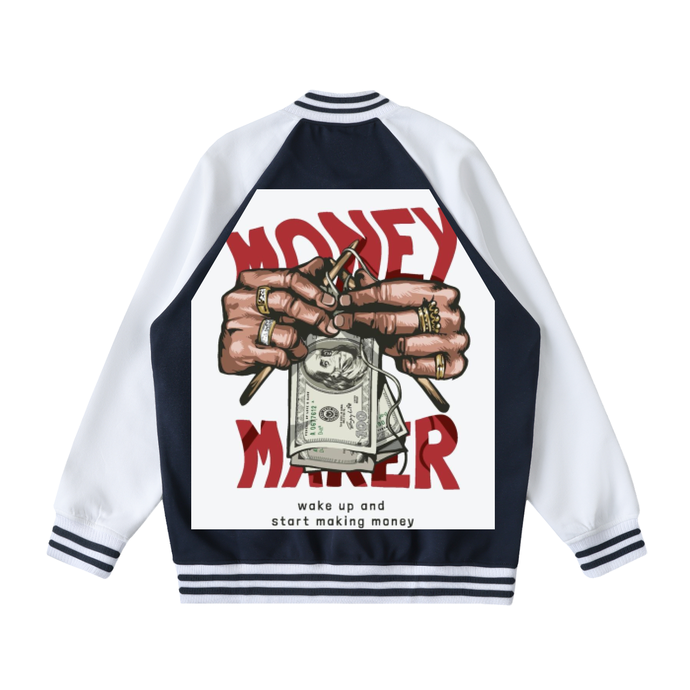 Two Tone Raglan Sleeve Varsity Jacket