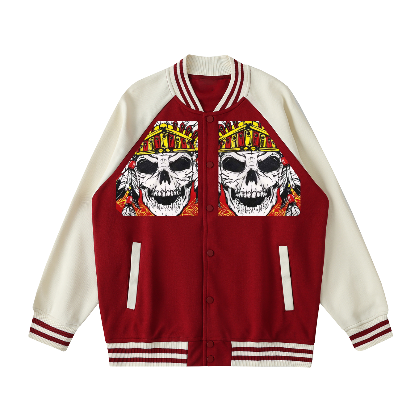Two Tone Raglan Sleeve Varsity Jacket