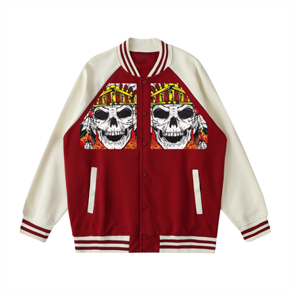 Two Tone Raglan Sleeve Varsity Jacket