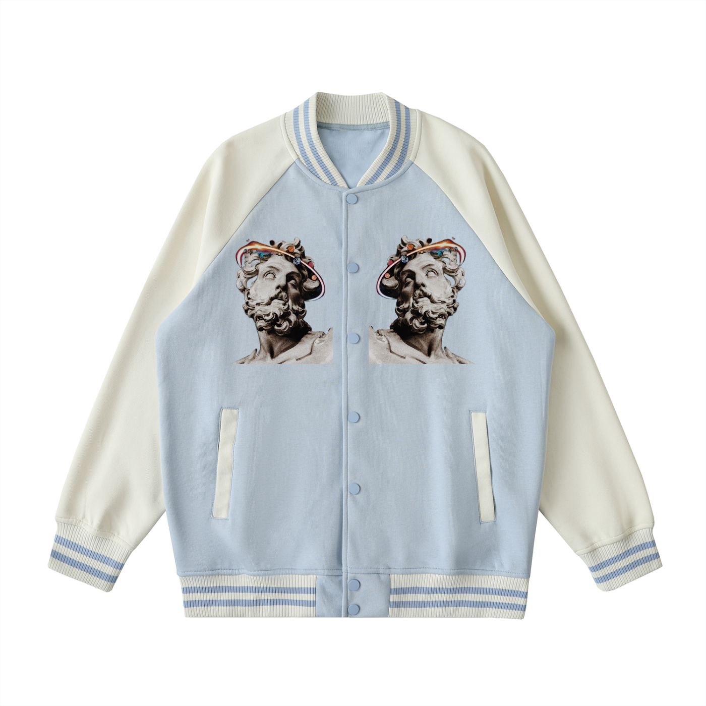 Two Tone Raglan Sleeve Varsity Jacket
