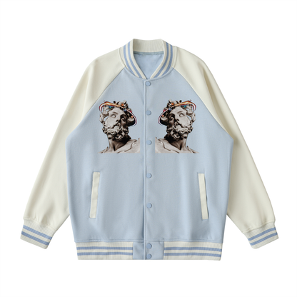 Two Tone Raglan Sleeve Varsity Jacket