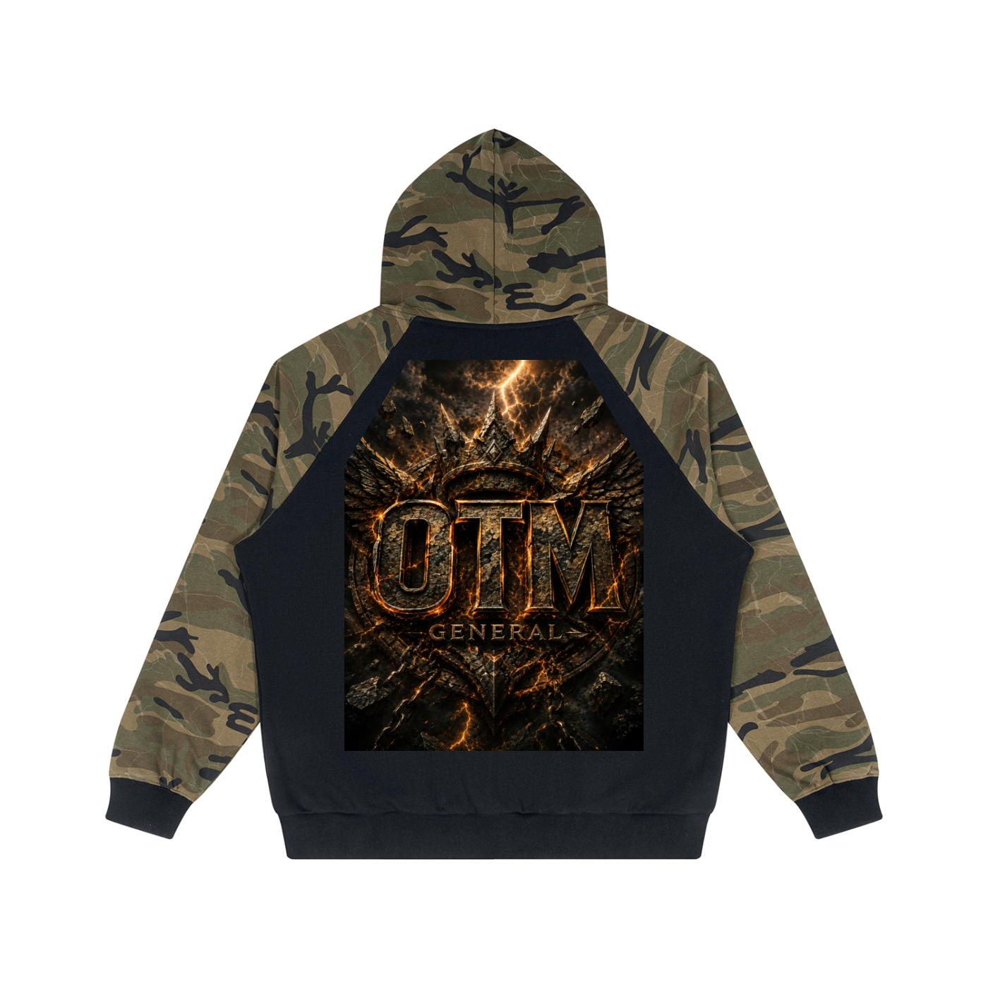 Unisex Camo-Splice Raglan Zip Hoodie