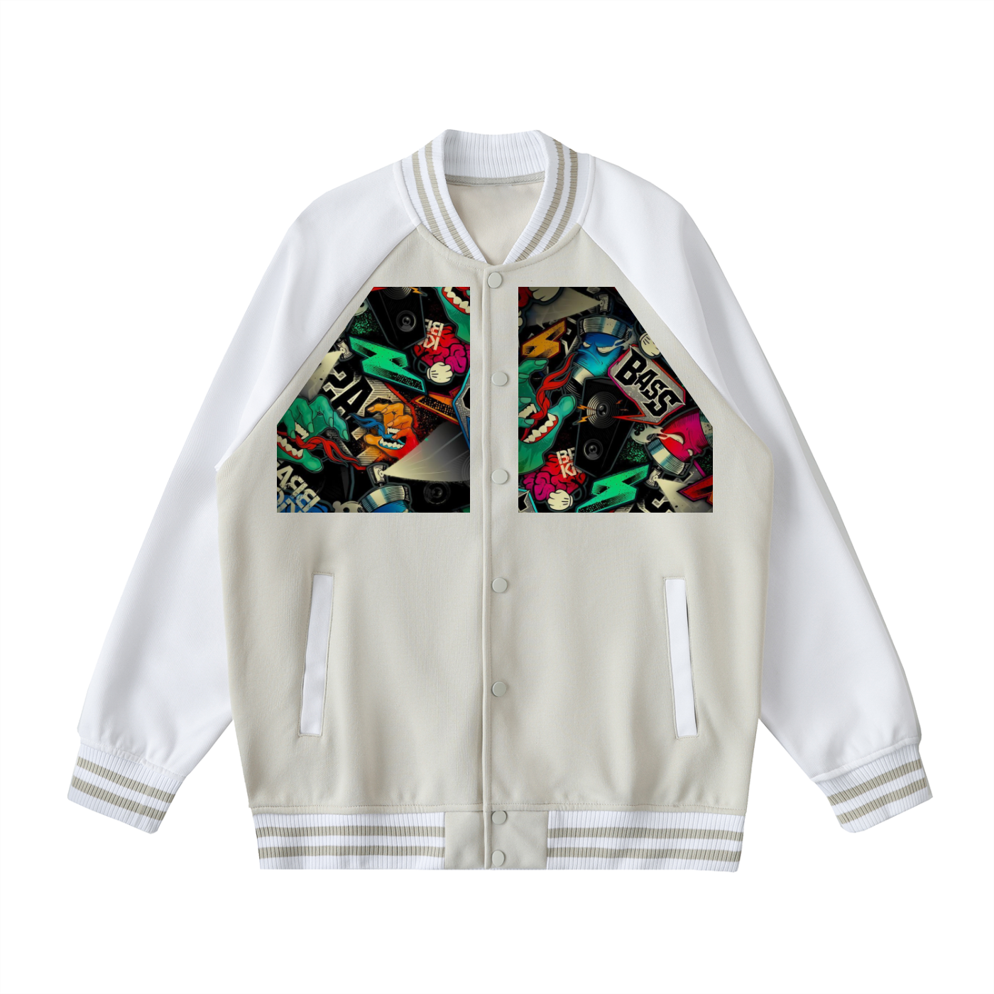 Two Tone Raglan Sleeve Varsity Jacket