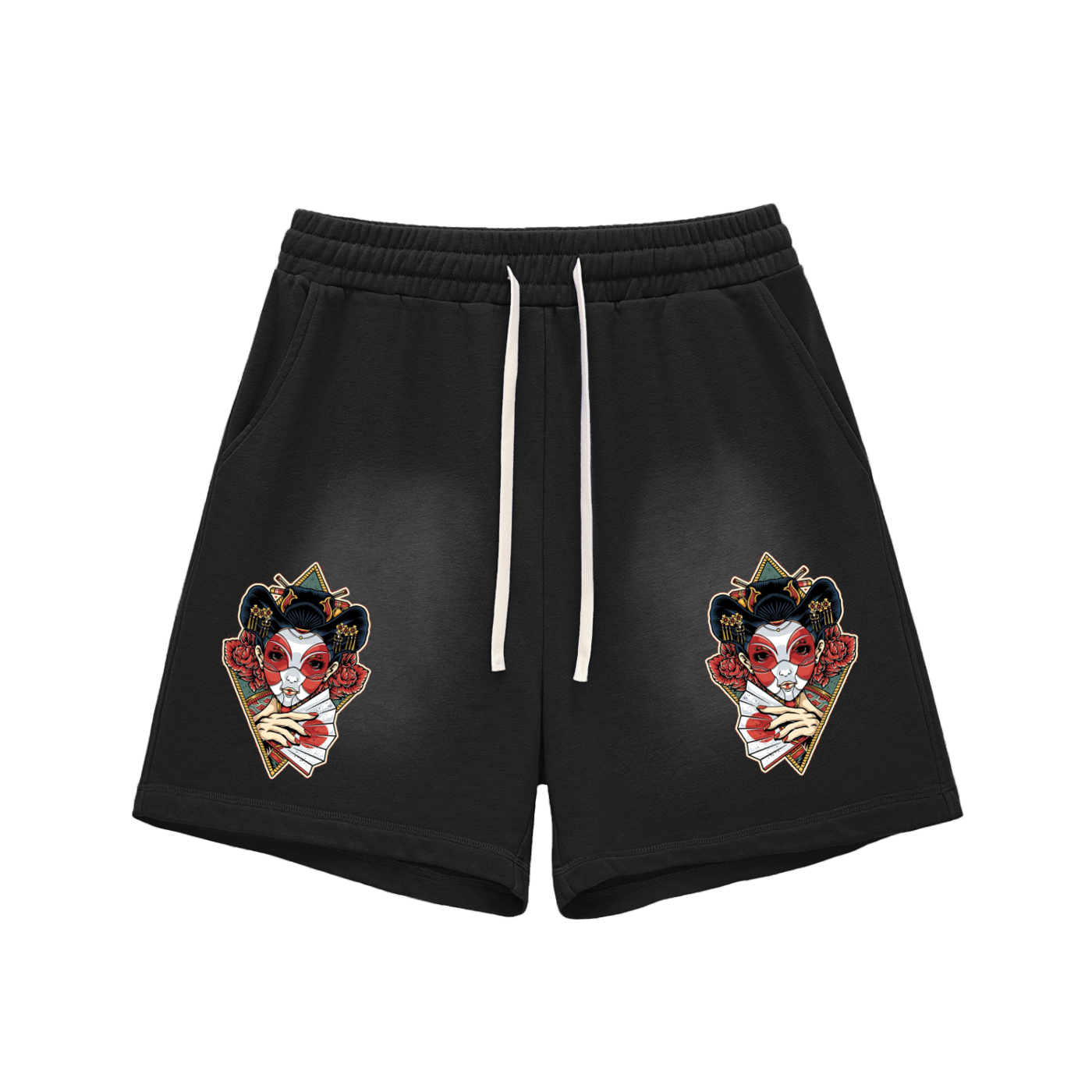 Sun Fade Raw Edge Cotton Shorts