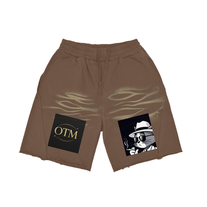 Heavyweight  Vintage Washed  Tiger Stripes Short Pants - 360 GSM