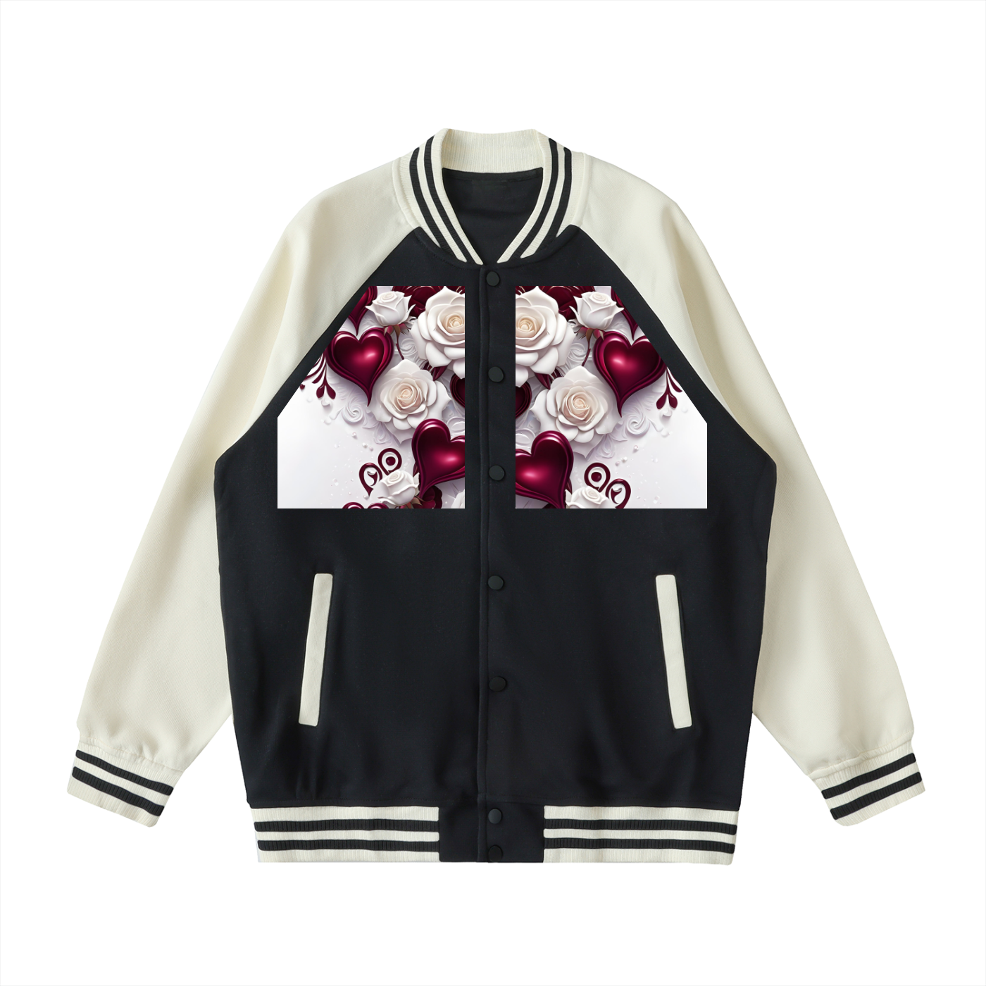 Two Tone Raglan Sleeve Varsity Jacket