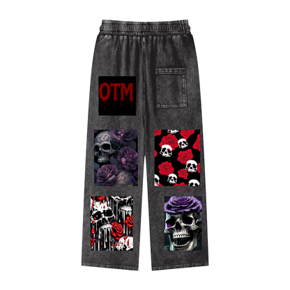 Acid Wash Straight Leg Pants - 360 GSM