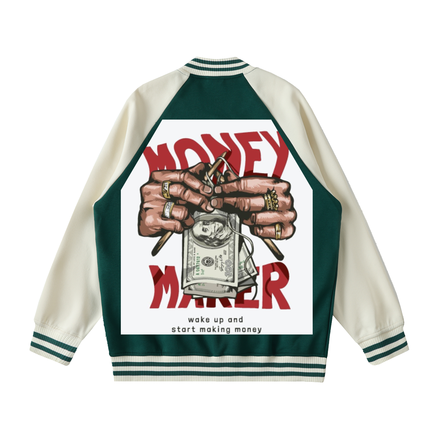 Two Tone Raglan Sleeve Varsity Jacket