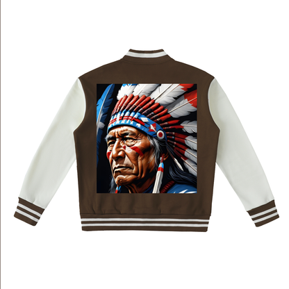 Two-Tone Fleeced Varsity Jacket