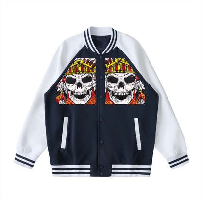 Two Tone Raglan Sleeve Varsity Jacket