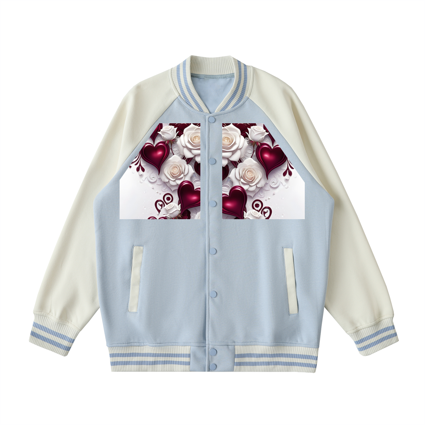 Two Tone Raglan Sleeve Varsity Jacket
