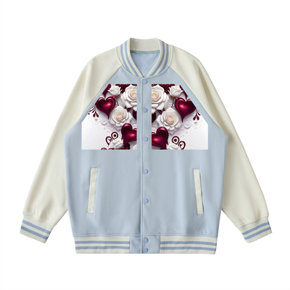 Two Tone Raglan Sleeve Varsity Jacket