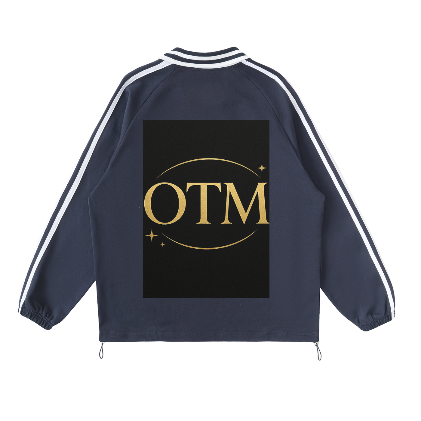Contrast Striped Lapel Collar Sweatshirt