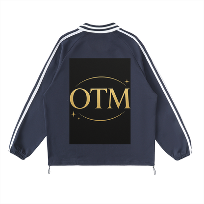 Contrast Striped Lapel Collar Sweatshirt