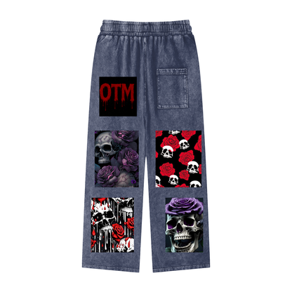 Acid Wash Straight Leg Pants - 360 GSM
