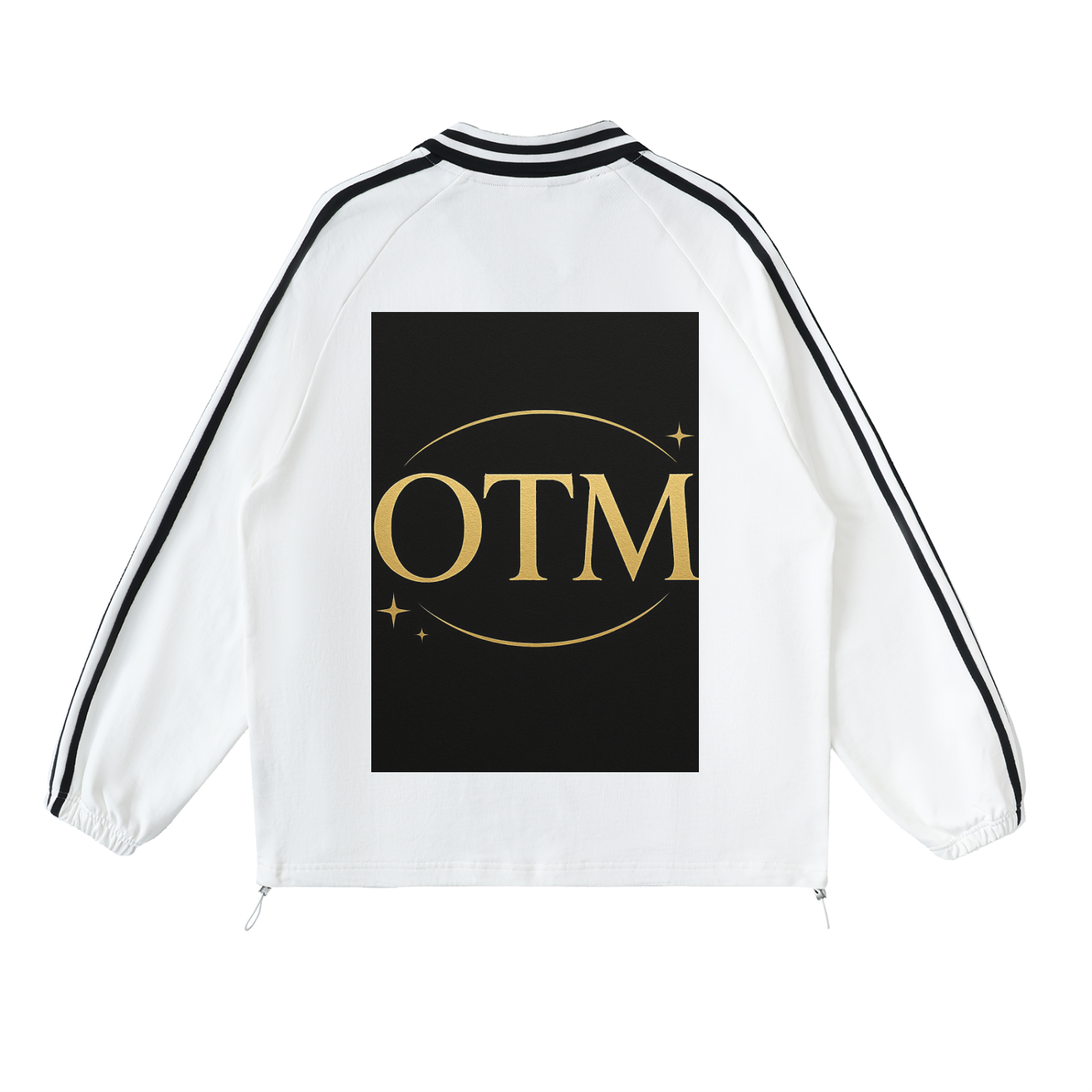 Contrast Striped Lapel Collar Sweatshirt