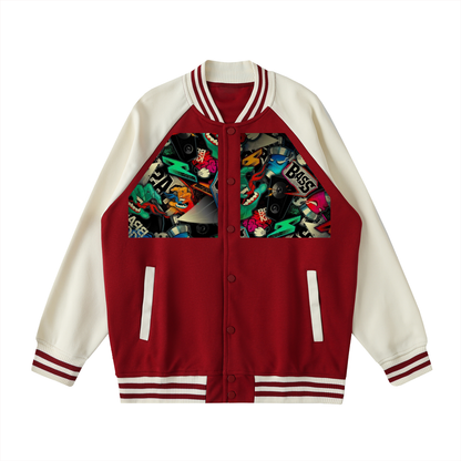 Two Tone Raglan Sleeve Varsity Jacket