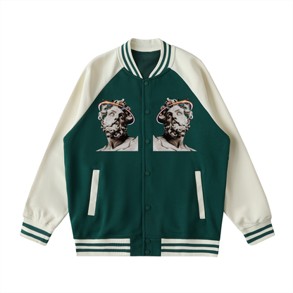 Two Tone Raglan Sleeve Varsity Jacket