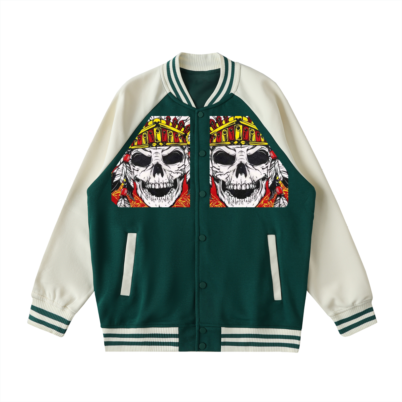 Two Tone Raglan Sleeve Varsity Jacket