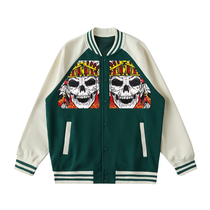 Two Tone Raglan Sleeve Varsity Jacket