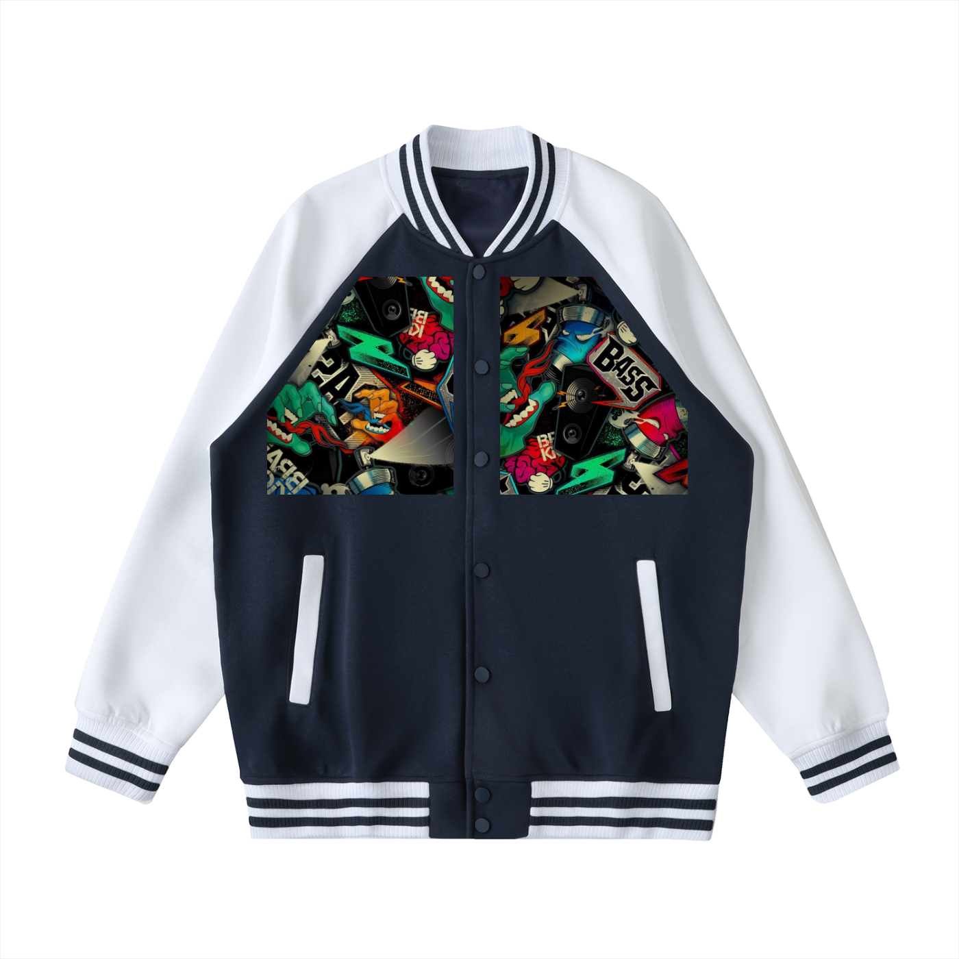 Two Tone Raglan Sleeve Varsity Jacket