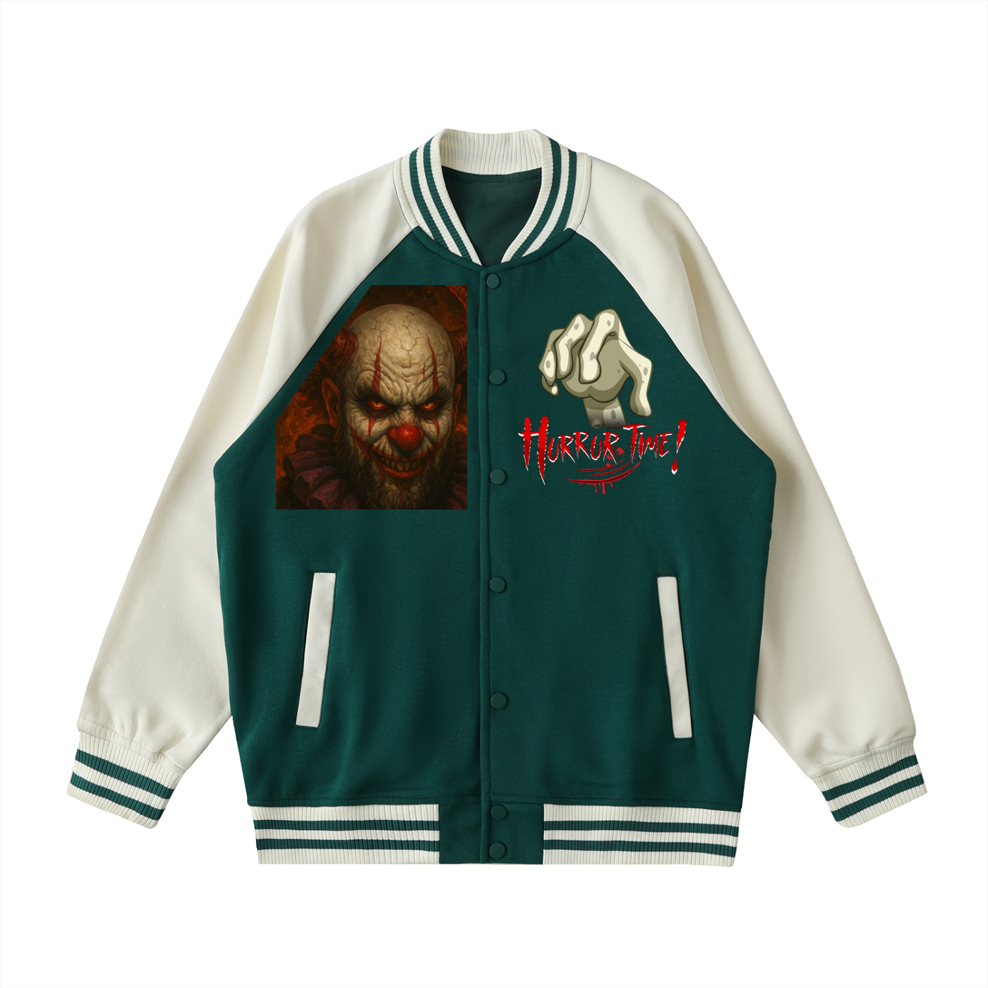 Two Tone Raglan Sleeve Varsity Jacket