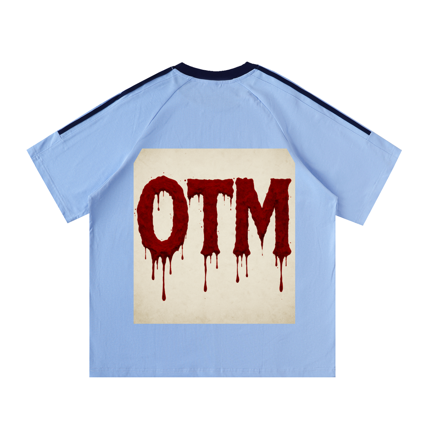 Contrast Tape Crewneck Cotton T-Shirt