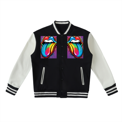 Two-Tone Fleeced Varsity Jacket