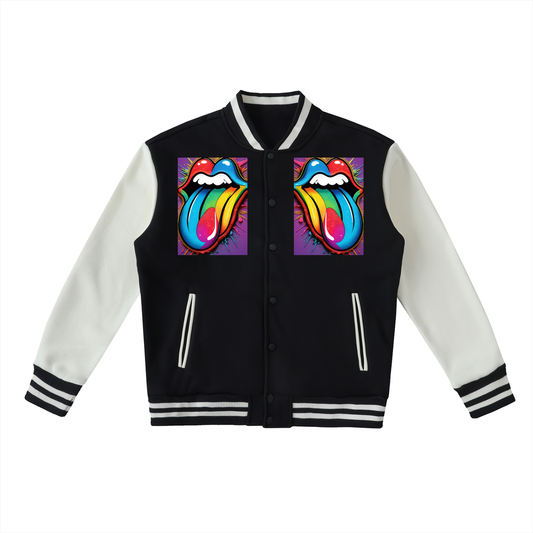 Two-Tone Fleeced Varsity Jacket