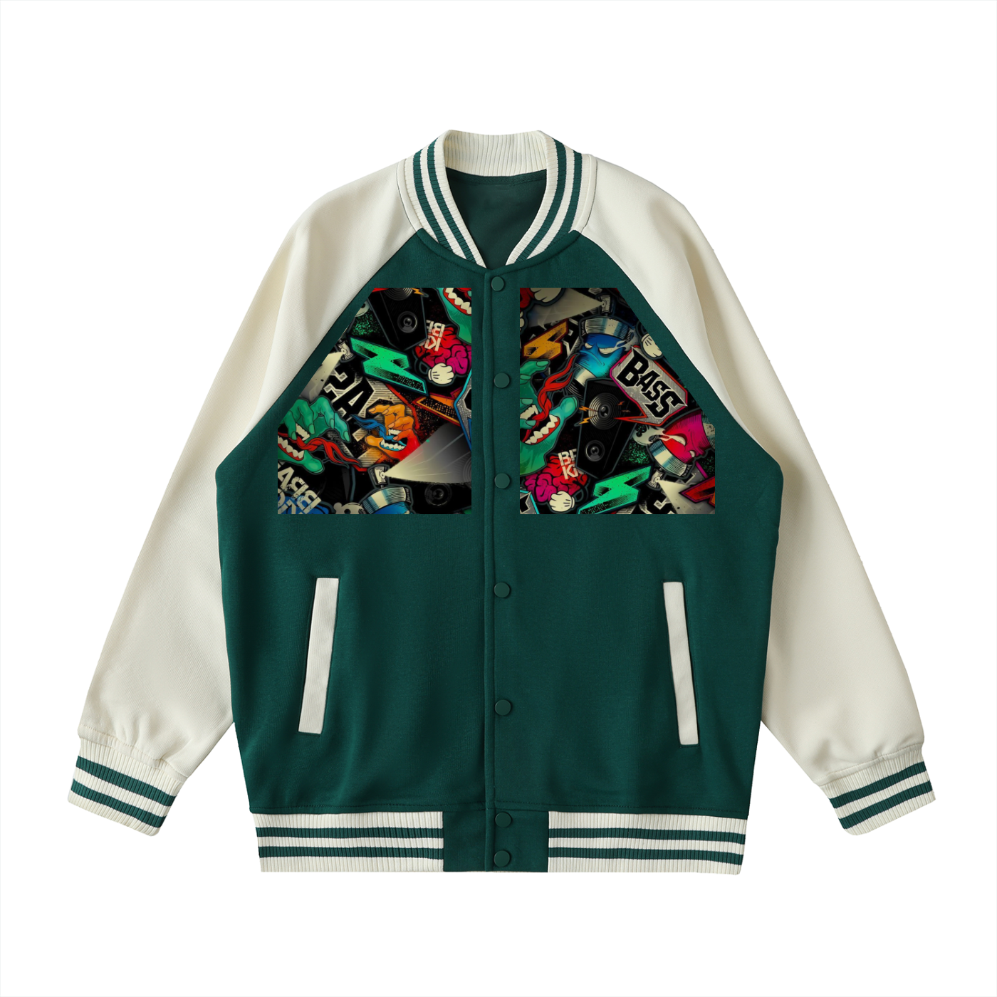 Two Tone Raglan Sleeve Varsity Jacket