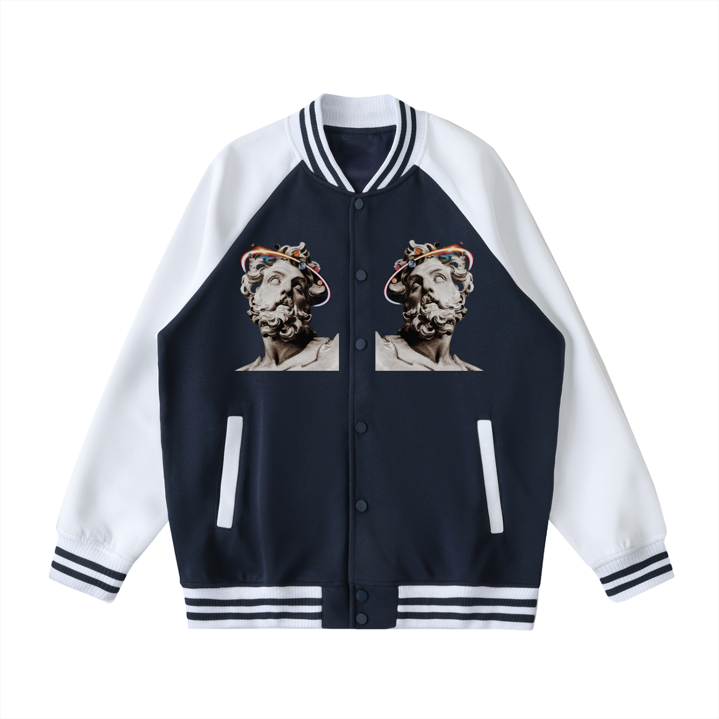 Two Tone Raglan Sleeve Varsity Jacket