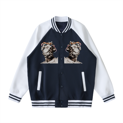 Two Tone Raglan Sleeve Varsity Jacket