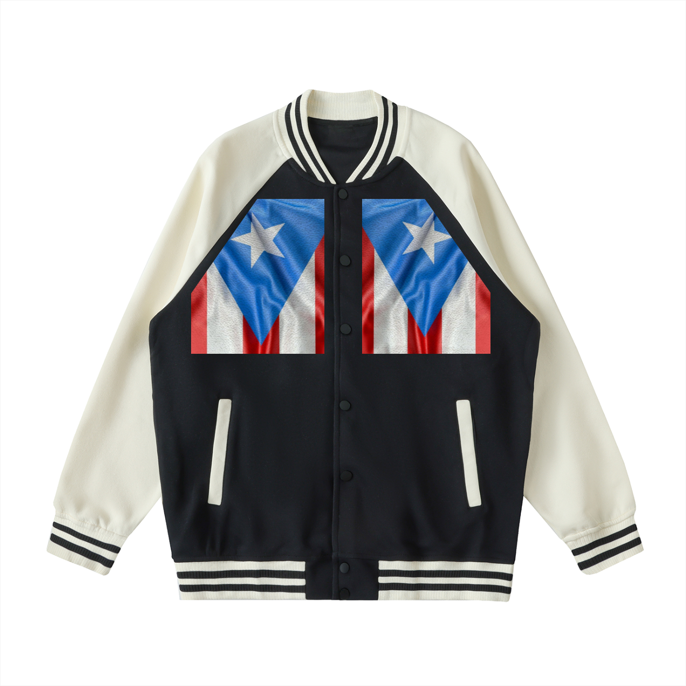Two Tone Raglan Sleeve Varsity Jacket